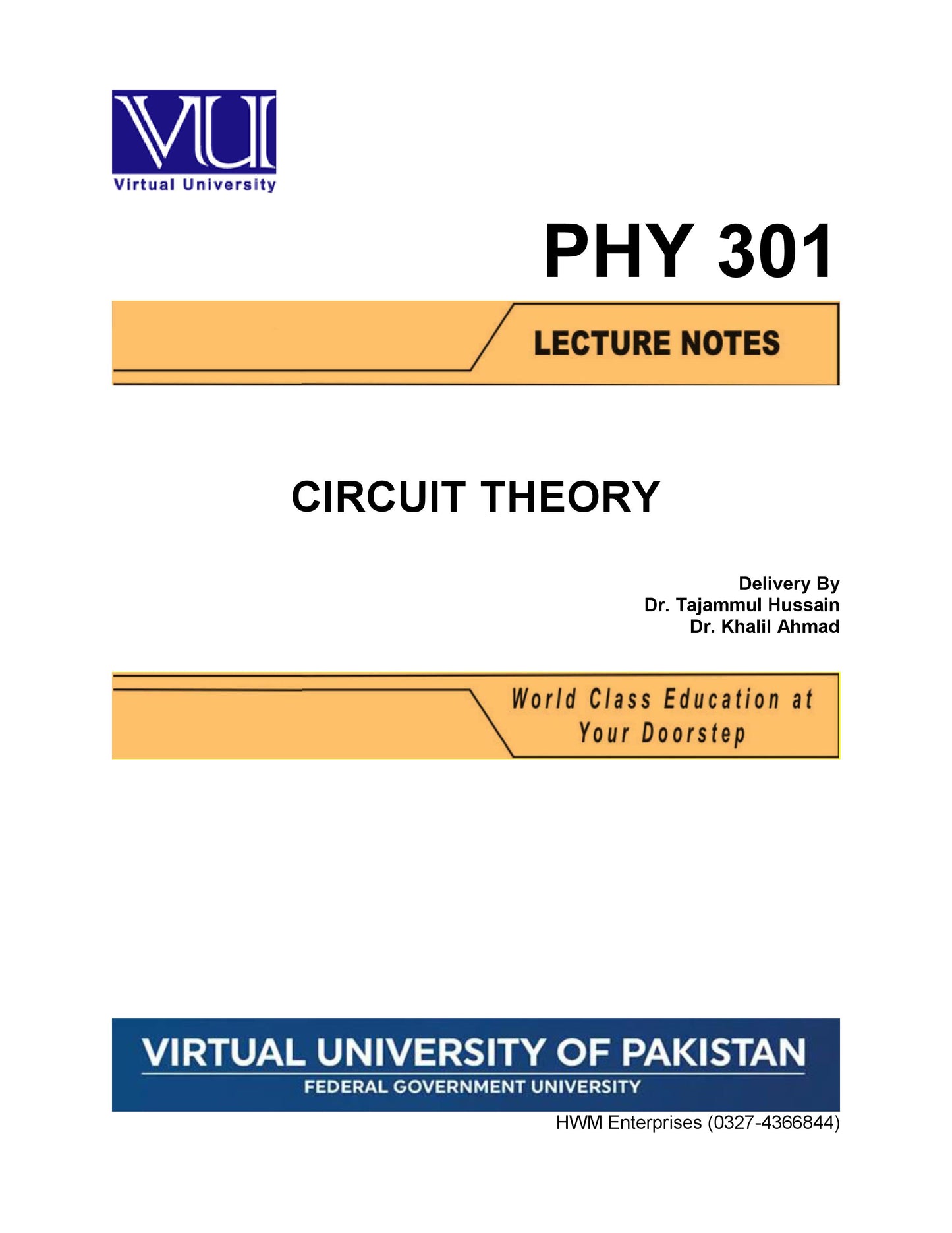 PHY 301 Circuit Theory