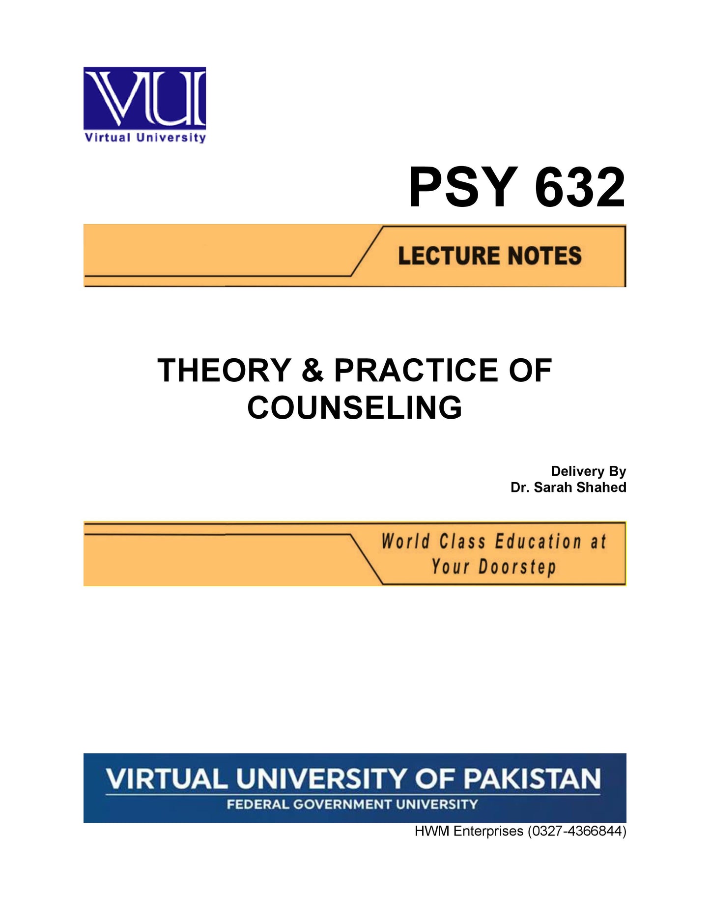 PSY 632 Theory & Practice of Counseling