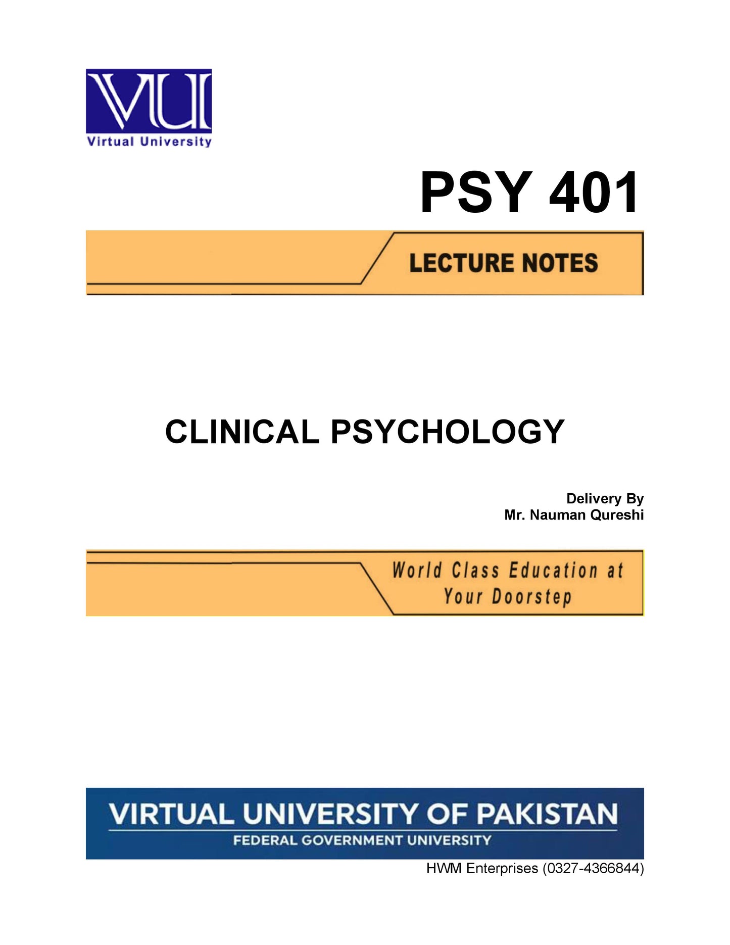 PSY 401 Clinical Psychology