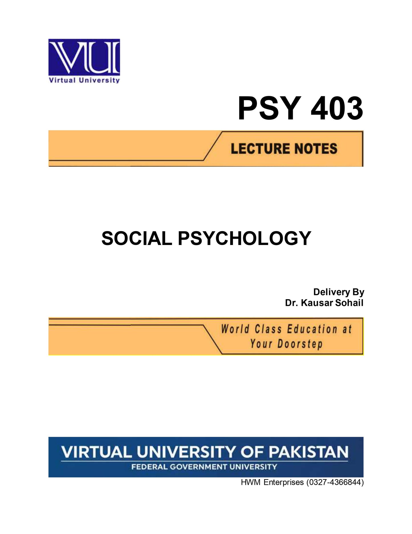 PSY 403 Social Psychology