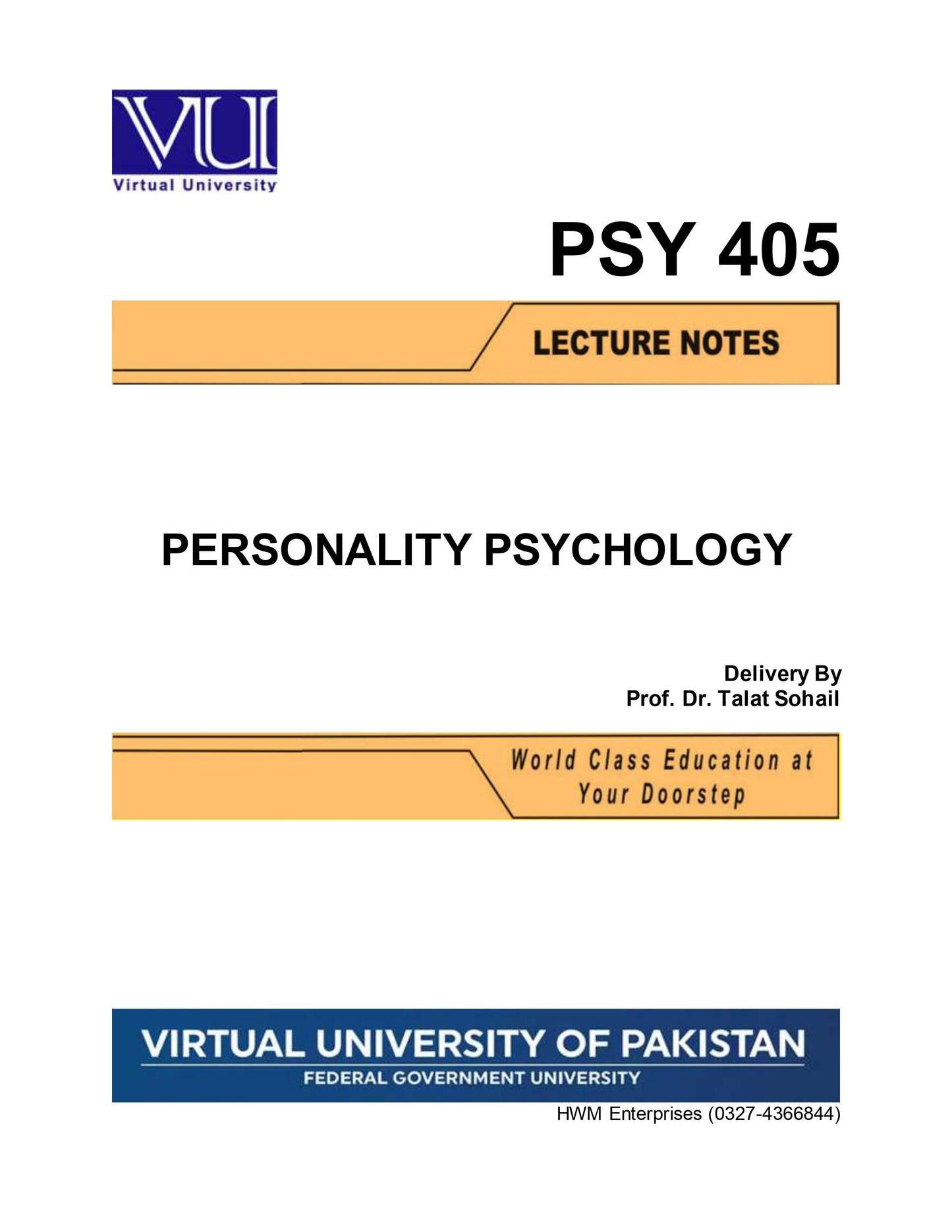 PSY 405 Personality Psychology