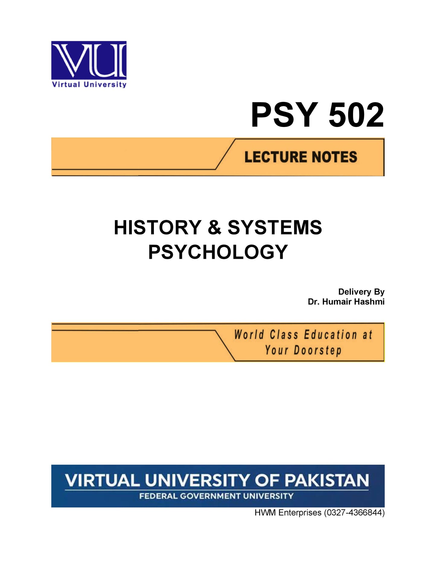 PSY 502 History & Systems of Psychology