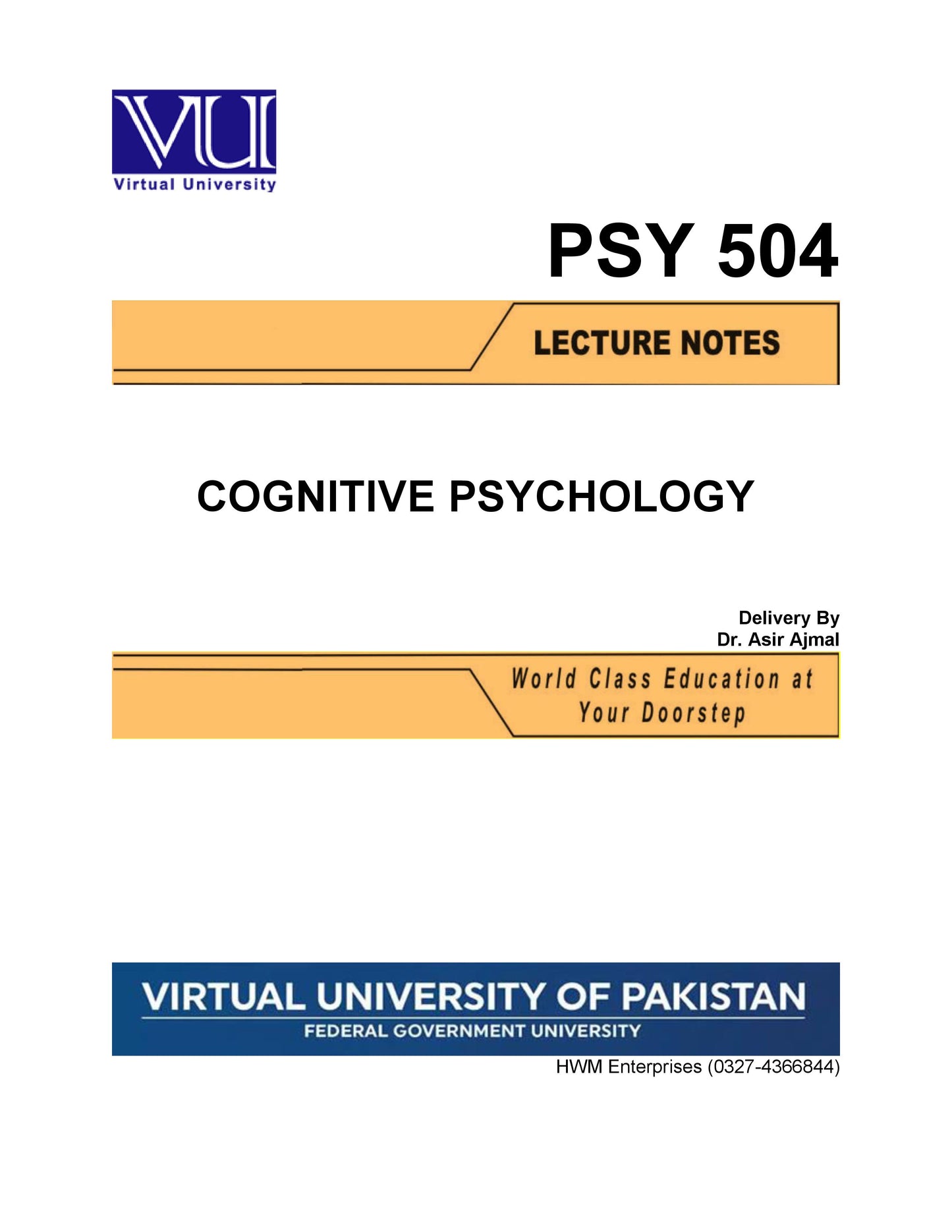 PSY 504 Cognitive Psychology