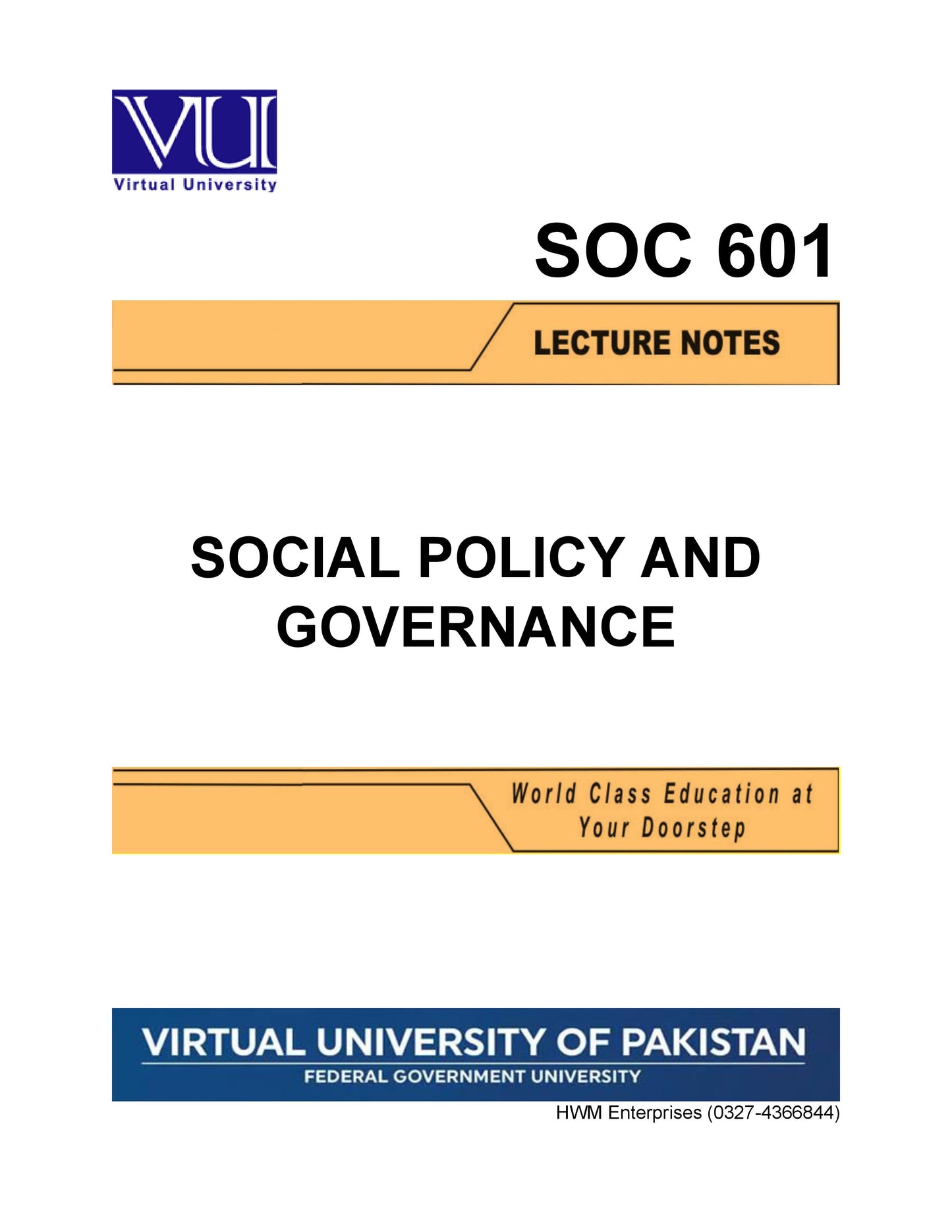 SOC 601 Social Policy and Governance