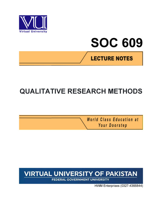 SOC 609 Qualitative Research Methods
