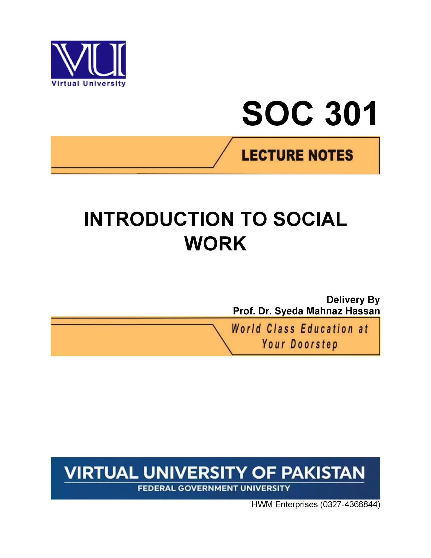 SOC 301 Introduction to Social Work