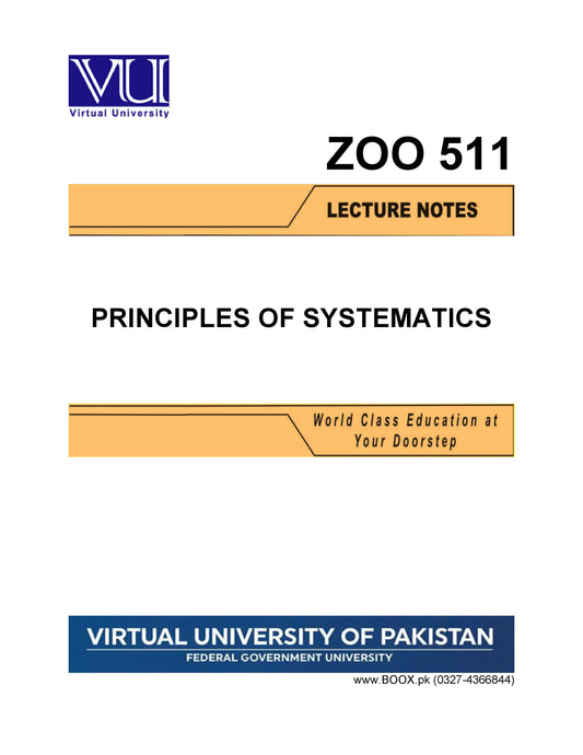 ZOO 511 Principles of Systematics